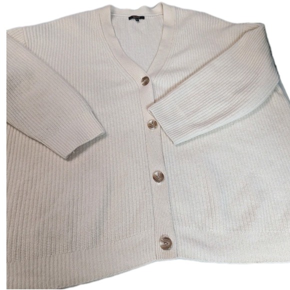 Quince Cream Button-Front Ribbed Cardigan - Picture 7 of 13